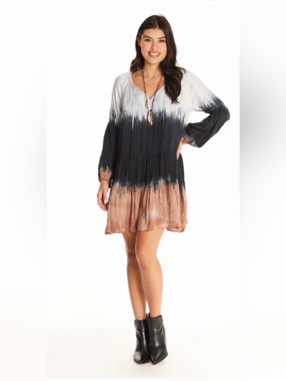 River + Sky Tie-Dye V-Neck Long Sleeve Women’s Mini Dress size medium